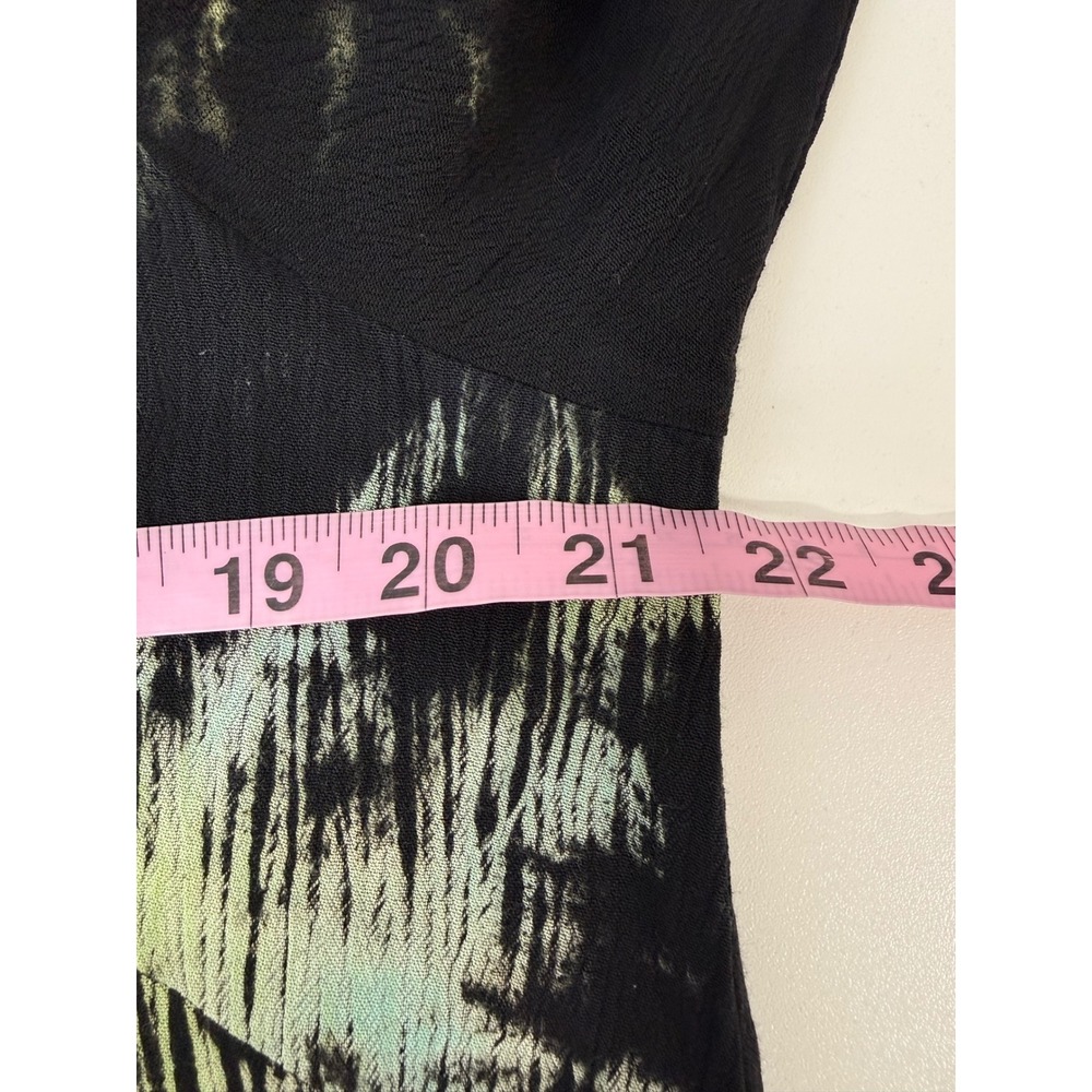 Calessa Tunic Top Size L Black Tie Dye Embroidered Boho Bell Sleeve Ruffle Hem - Picture 5 of 8